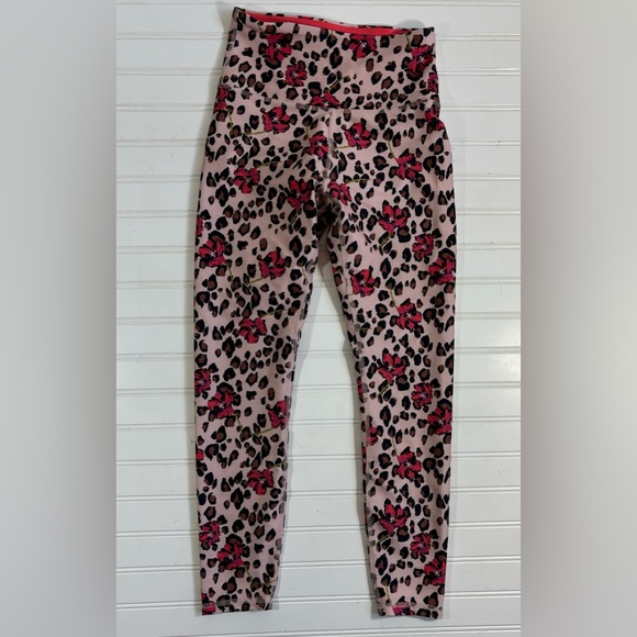 Wildfox Sweat Leopard Print Floral High Waisted Leggings Athletic Womens Small - Picture 1 of 13